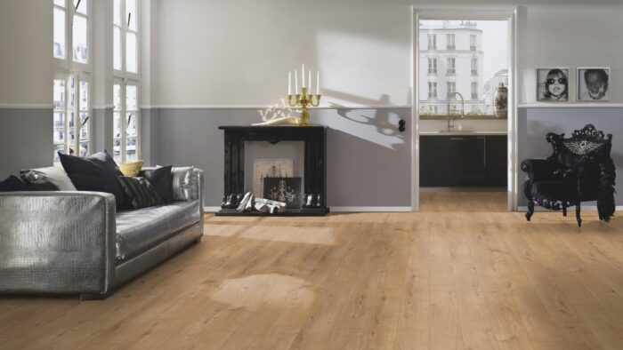 Parchet Laminat Oak Gold Brown B07 amenajare living open space