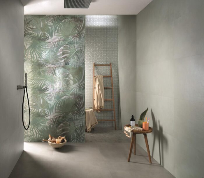 Faianta decorata baie moderna Milano Mood tropical amenajare baie moderna