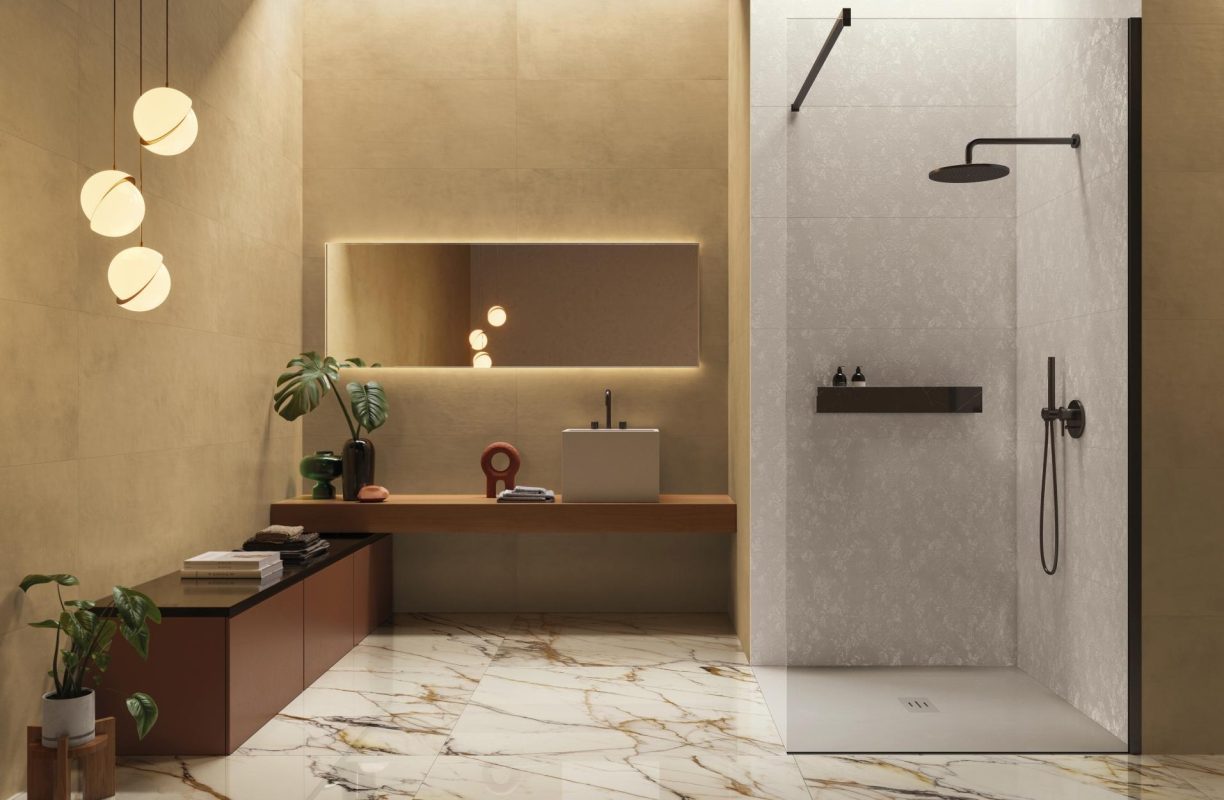 Amenajare Baie cu Faianta Your Match 50x120cm si Gresie tip Marmura SUPERGRES