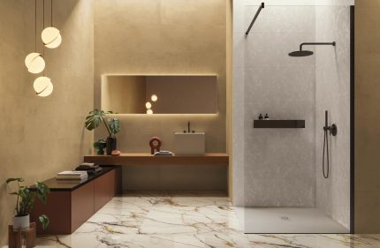 Amenajare Baie cu Faianta Your Match 50x120cm si Gresie tip Marmura SUPERGRES