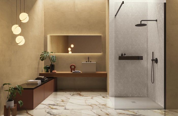 Amenajare Baie cu Faianta Your Match 50x120cm si Gresie tip Marmura SUPERGRES