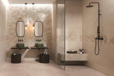 Baie Moderna cu Faianta si Decor Bej MattMore