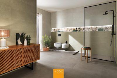 Baie moderna cu Baie cu Faianta si Decor Floral Summer Fap Ceramiche