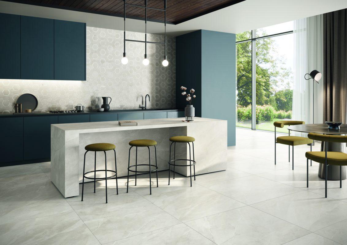 Gresie tip Marmura placi mari Extra Marble Novabell Amenajare Bucatarie
