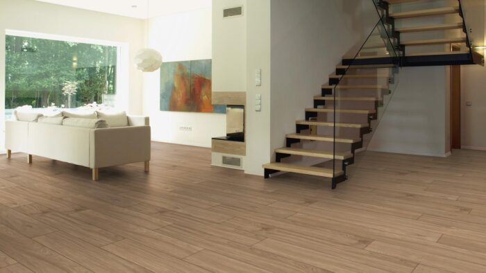 Parchet Dureco Oak Indian Brown A11 Ter Hurne amenajare living detaliu scara interioara