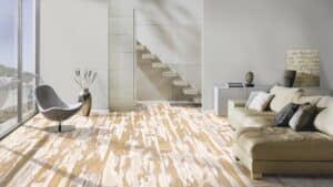 Parchet Avatara Pin Xara W03 amenajare living modern detaliu scara interioara