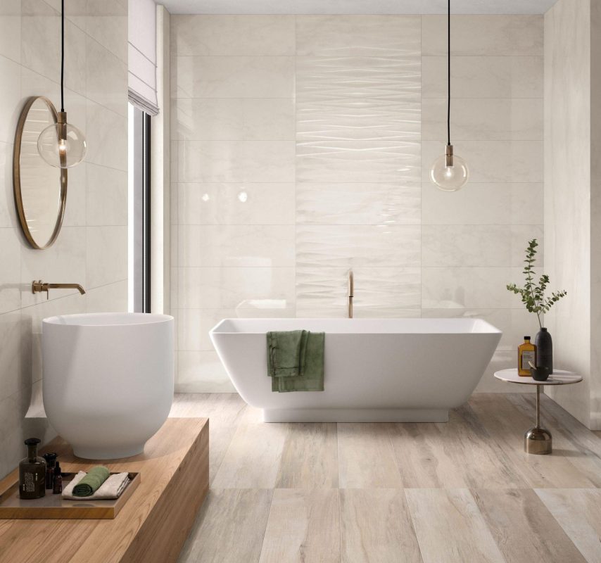 Faianta lucioasa Purity of Marble Pure White 30,5x91,5 cm Amenajare Baie Moderna