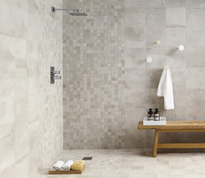 Gresie si Mozaic Entropia Bianco Amenajare Baie colectia Entropia Dom Ceramiche