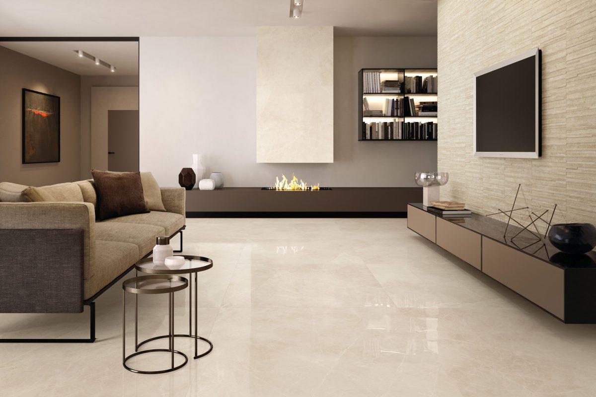 Gresie Lucioasa Beige Royal 120x120 cm Amenajare Living
