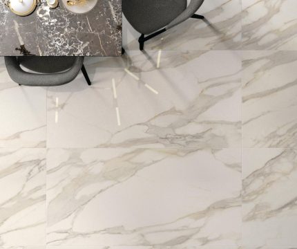 Pardoseala cu Gresie Portelanata Lucioasa Purity Calacatta