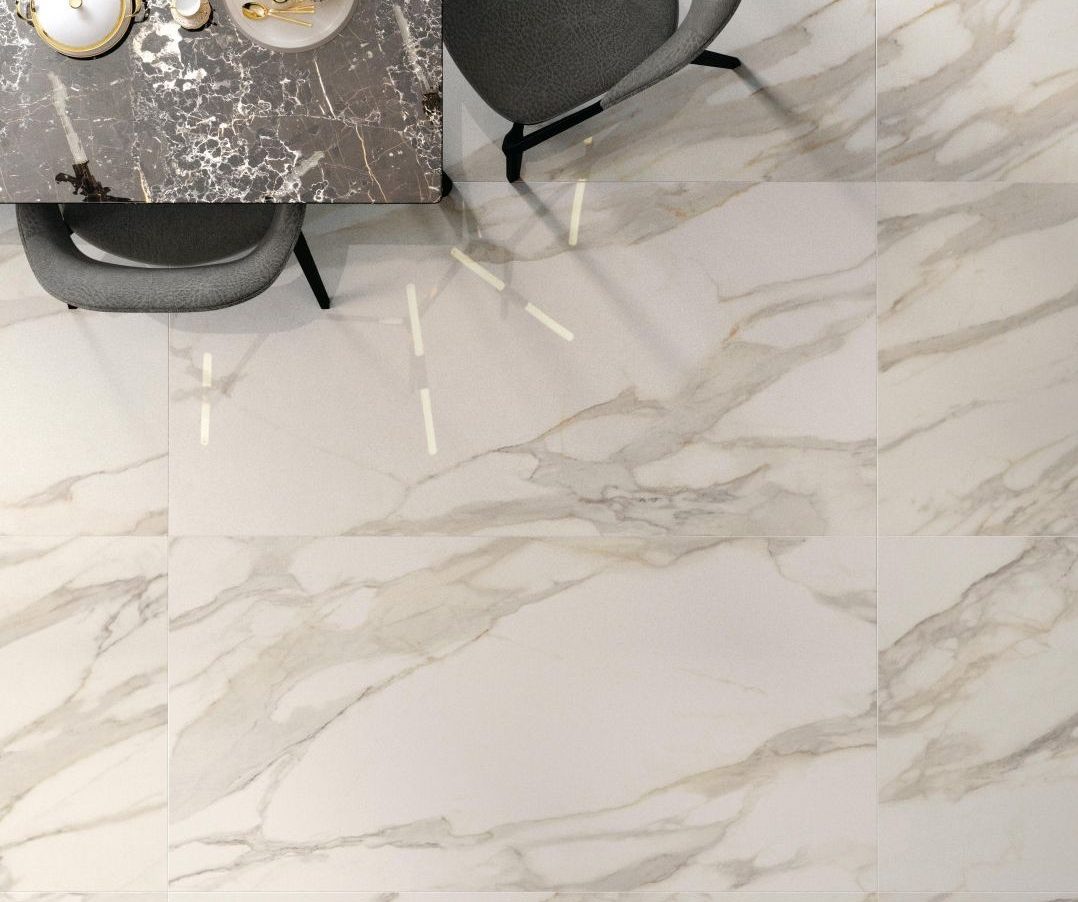 Pardoseala cu Gresie Portelanata Lucioasa Purity Calacatta