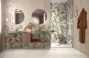 Amenajare baie moderna cu decor din gresie portelanata LaFabbrica IMAGINE Areca Breccia