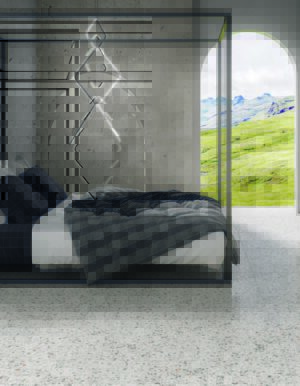 Gresie portelanata tip terrazzo Dom Ceramiche Kado dormitor
