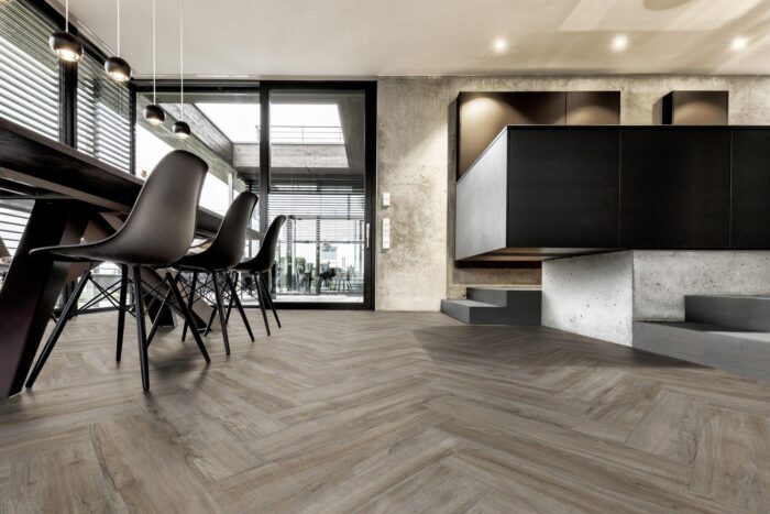 Parchet Laminat Herringbone Oak Cave Y03 665x133x10 mm amenajare bucatarie spatiu
