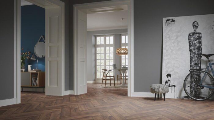 Parchet Laminat Herringbone Oak Cabin Y08 665x133x10 mm amenajare living
