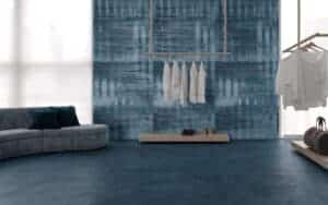 Lastre Ceramice Supergres Colovers Cobalt amenajare living magazin gresie albastra