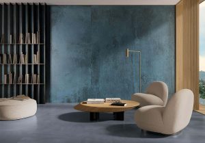 Living cu lastre ceramice Blue Metal fap ylico