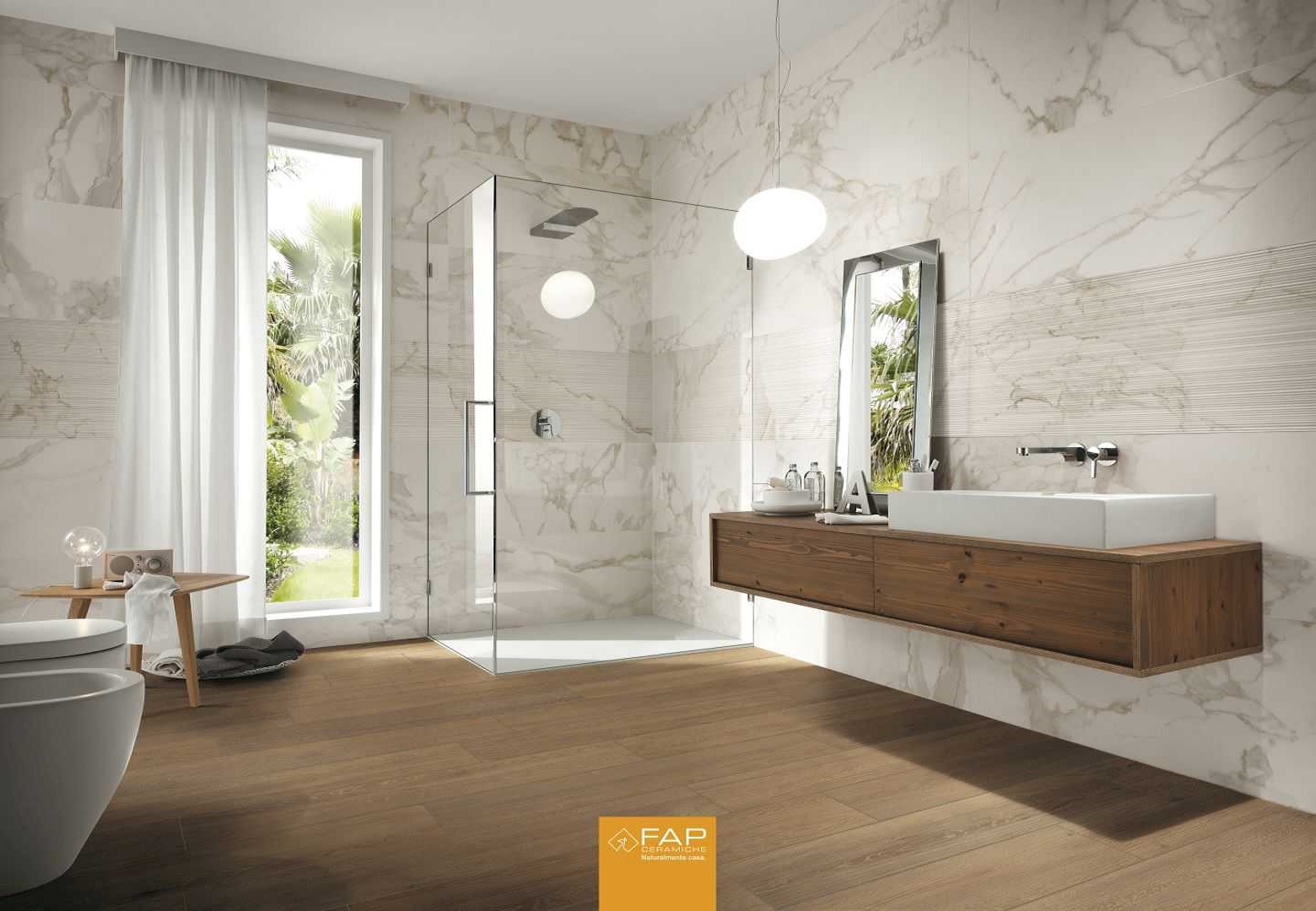 Faianta Roma Statuario mat gresie aspect lemn amenajare baie Fap Ceramiche