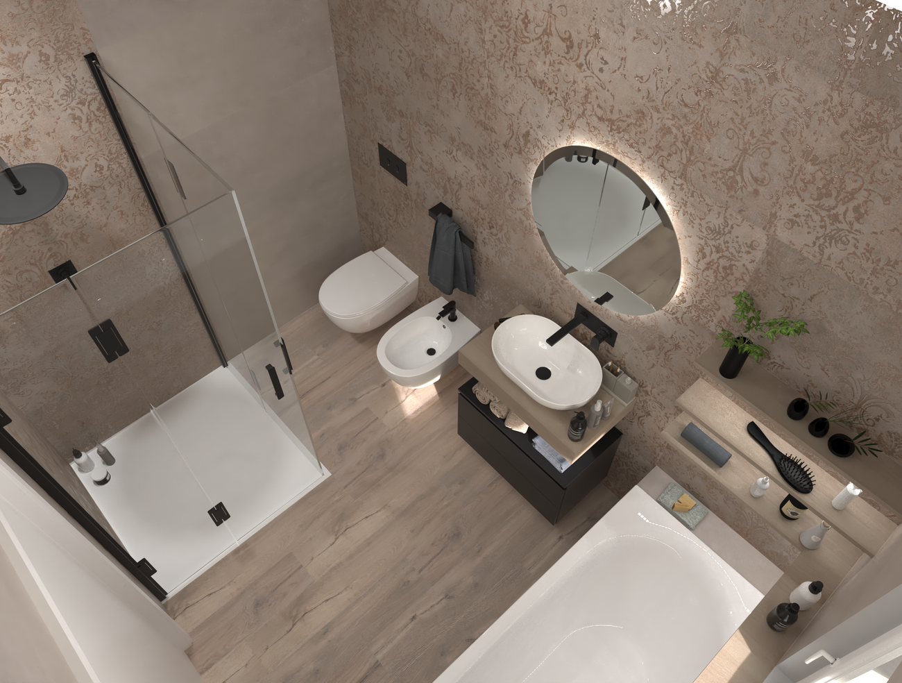 Amenajări baie 10 idei cu gresie tip parchet ceramic
