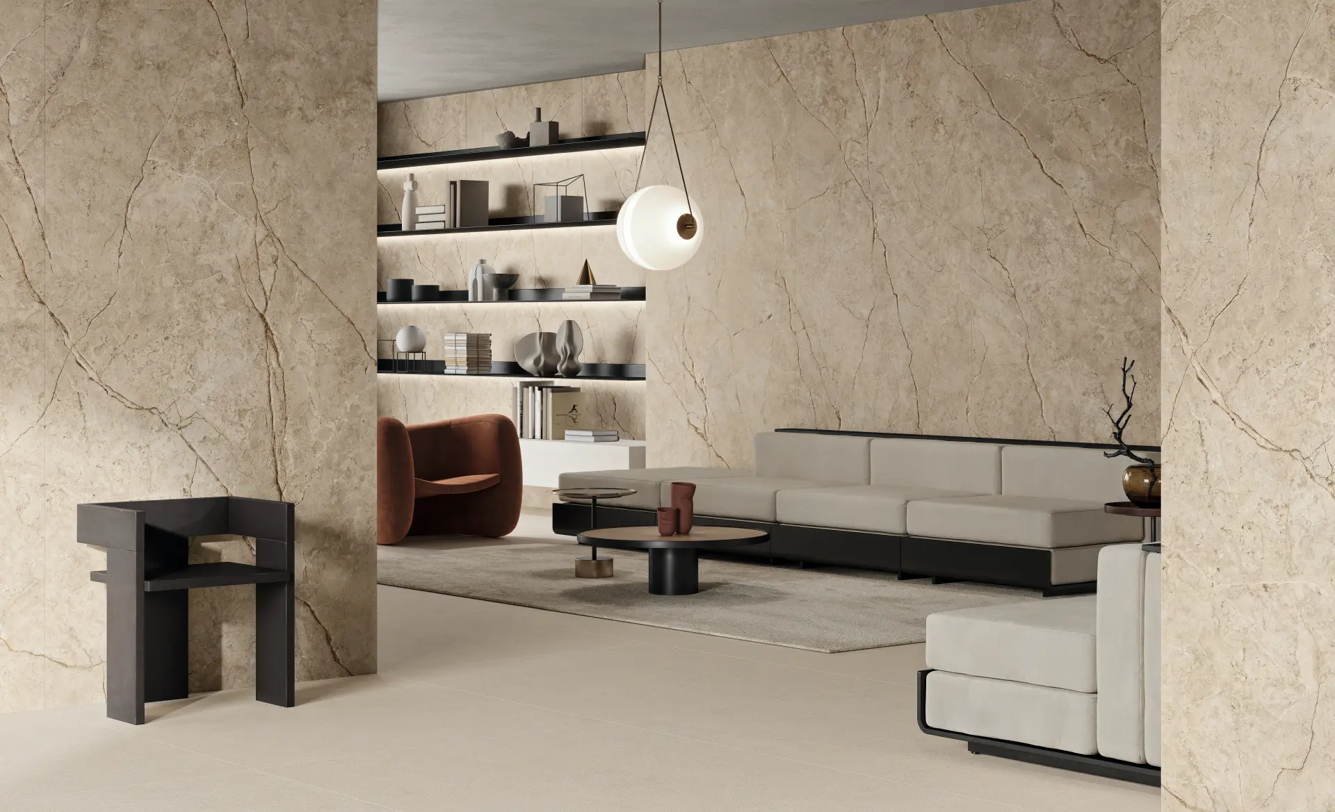 Gresia tip marmură-eleganță atemporală pentru livingul tău