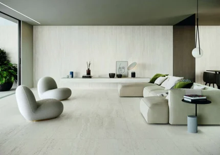 Living cu Gresie tip Travertin Trevi Alb