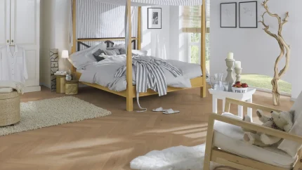 Dormitor cu Parchet Herringbone Hywood Acadia