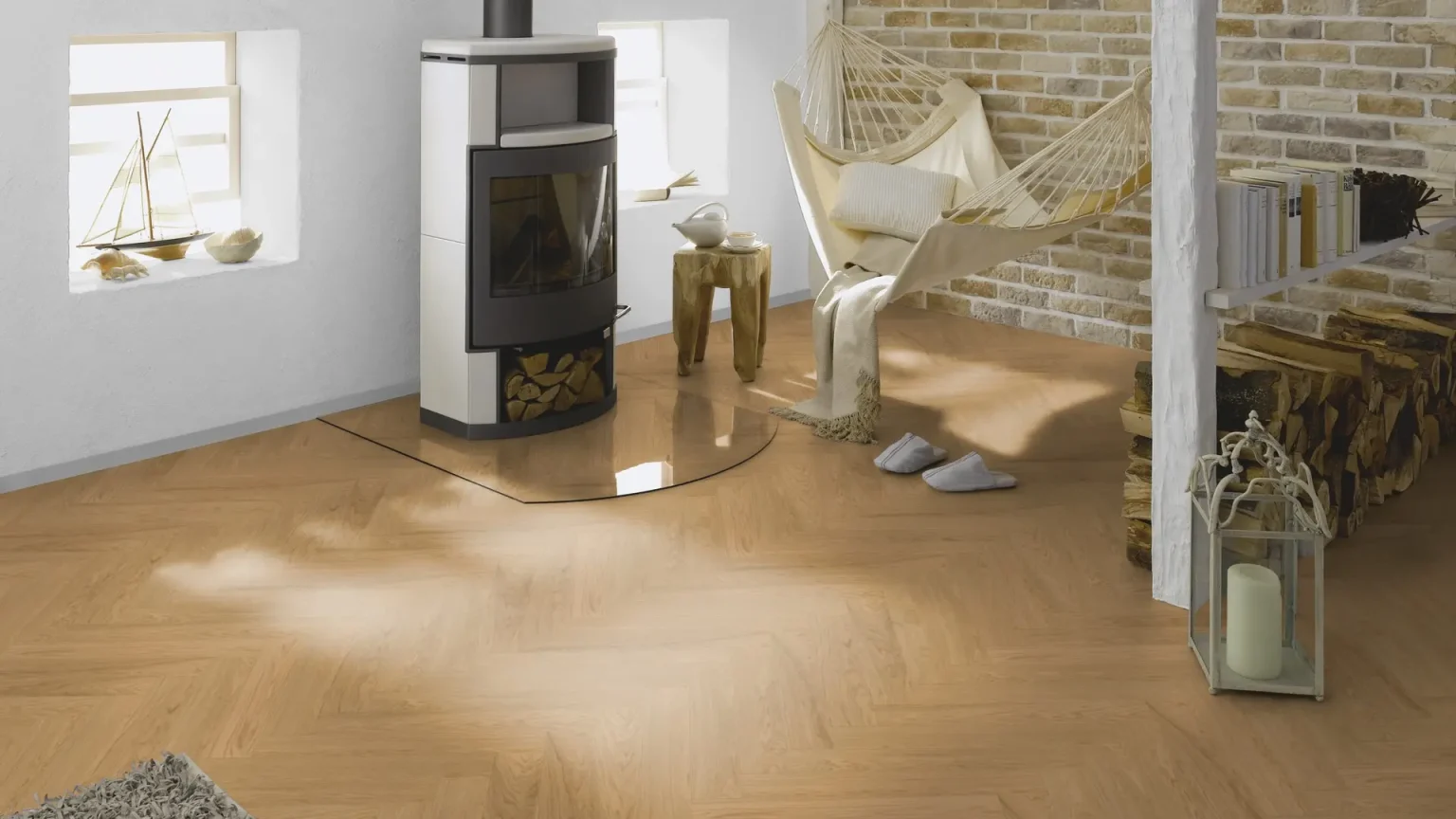 Dormitor cu Parchet Herringbone Hywood Gran Sasso
