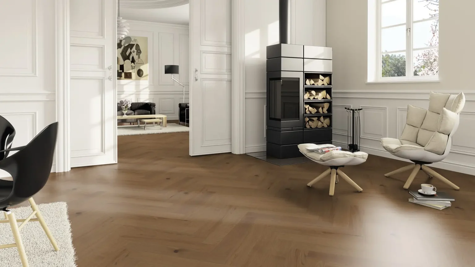 Living cu Parchet Herringbone Hywood Yasuni