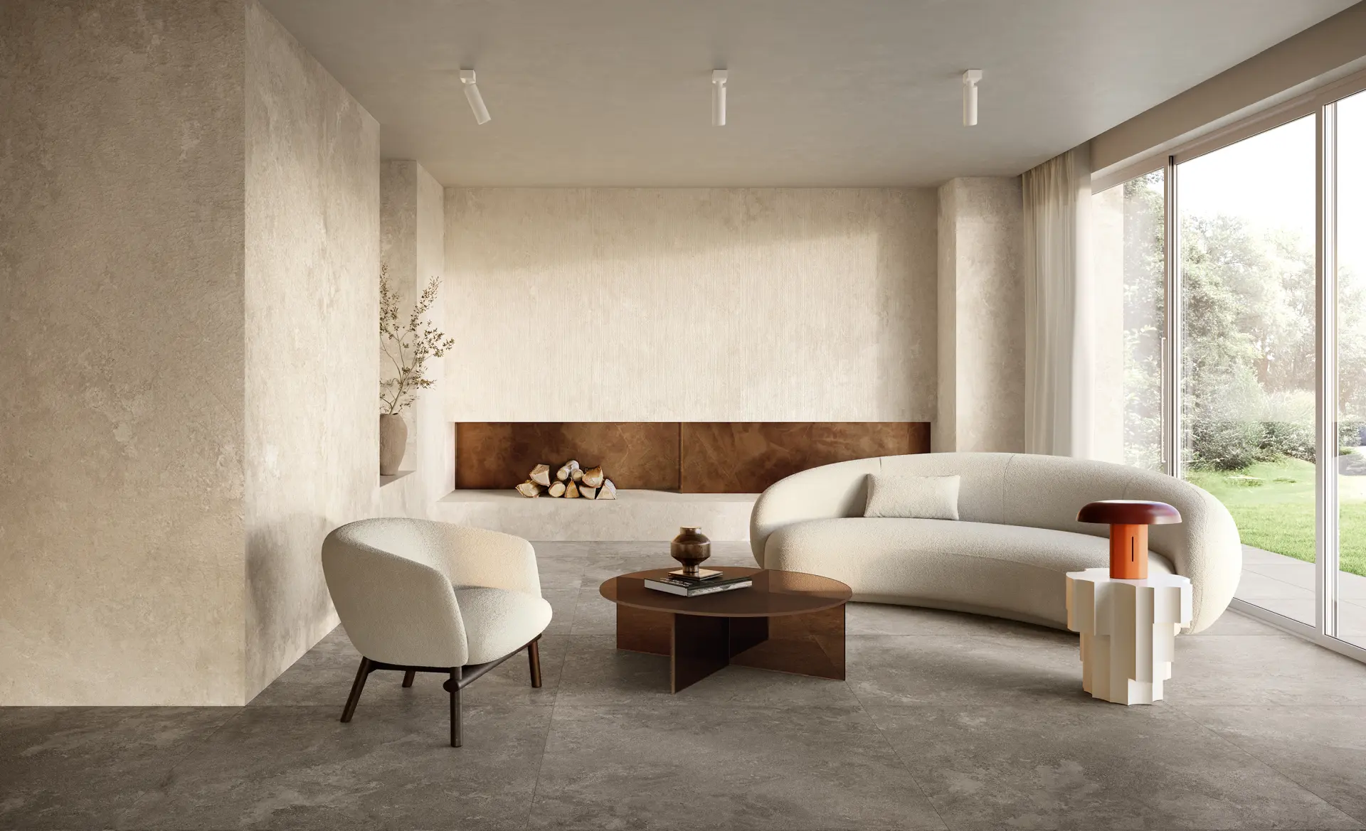 DUSK_MOON_COAL_LIVING Living cu Gresie Porțelanată Dusk