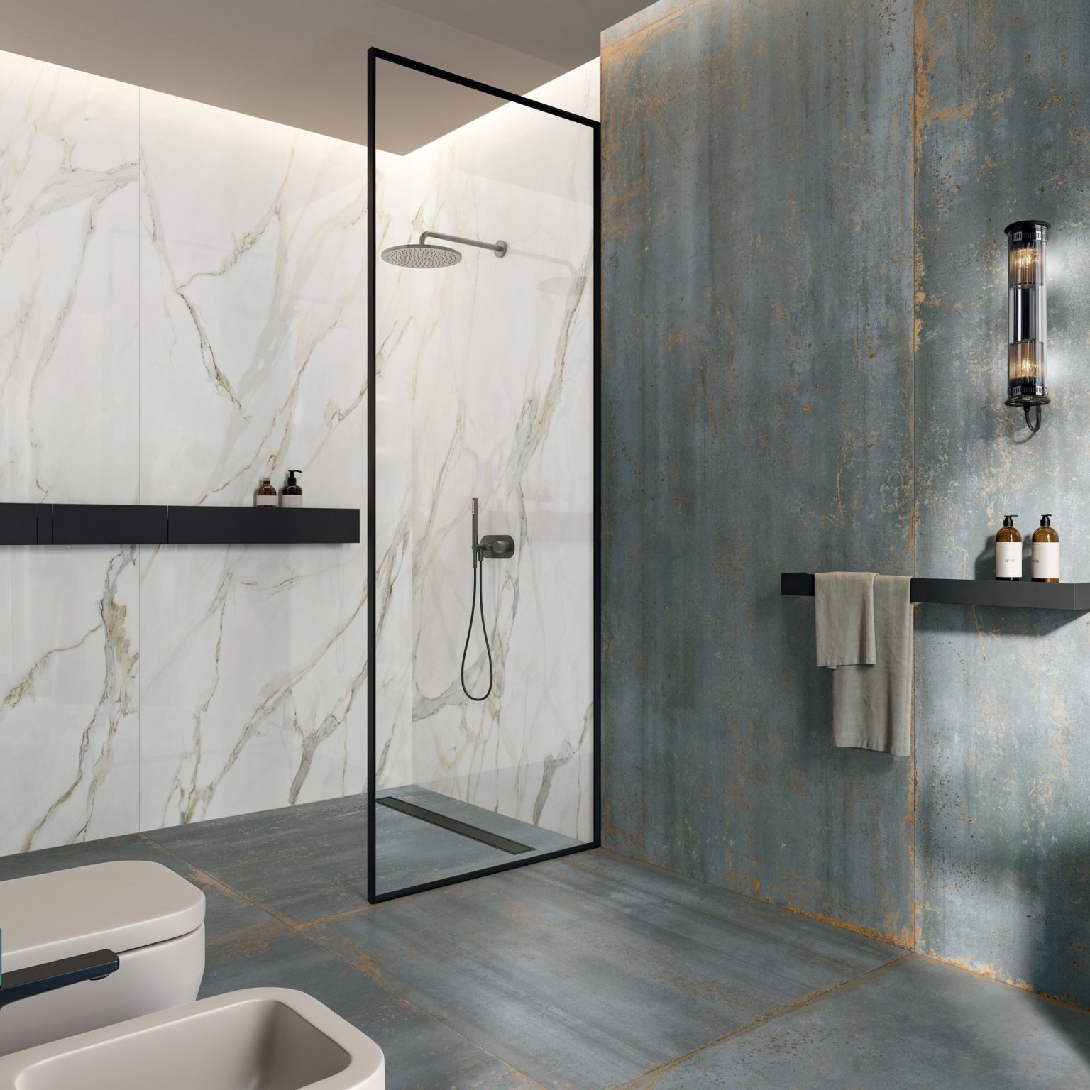 Baie cu gresie aspect metalizat Oxide